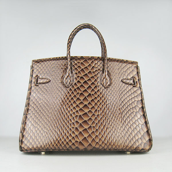 High Quality Fake Hermes Birkin 35CM Fish Veins Leather Bag Coffee 6089 - Click Image to Close